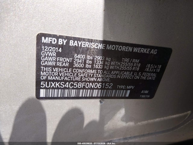 BMW X5 Xdrive35d 2015 5UXKS4C58F0N06152 Image 9