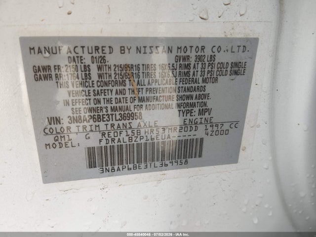 Nissan KICKS S 2026 3N8AP6BE3TL369958 Image 9