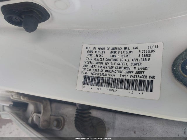 2016 Honda Accord Sport მანქანა იყიდება აუქციონზე, vin: 1HGCR2F58GA018754, აუქციონის ნომერი: 45540114