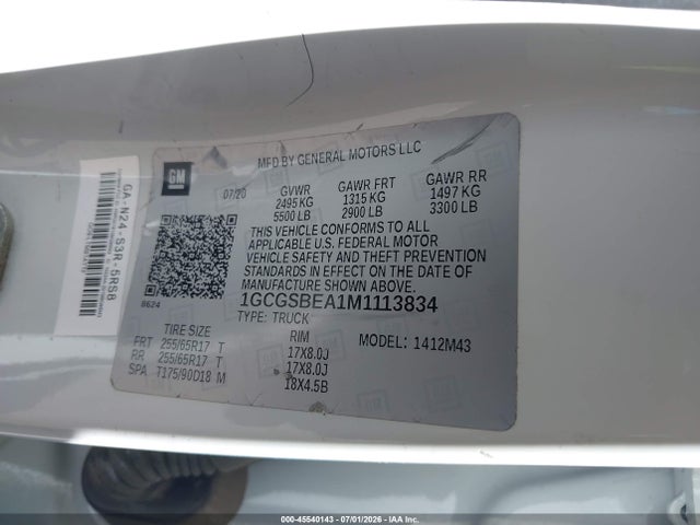 Chevrolet Colorado 2021 1GCGSBEA1M1113834 Image 9