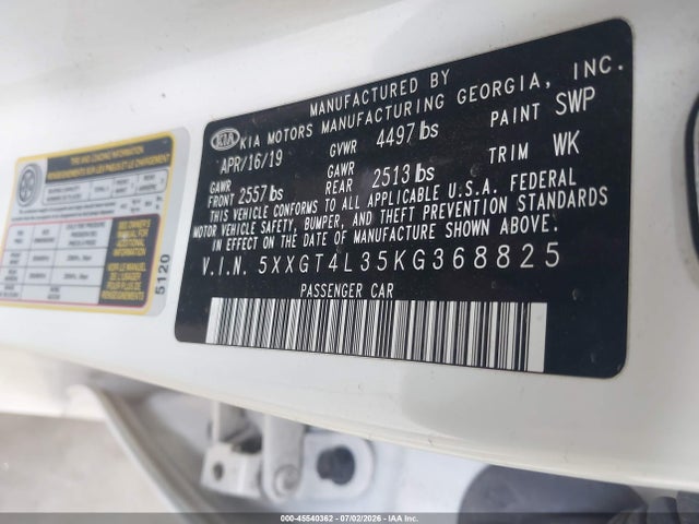 KIA Optima Lx 2019 5XXGT4L35KG368825 Image 9