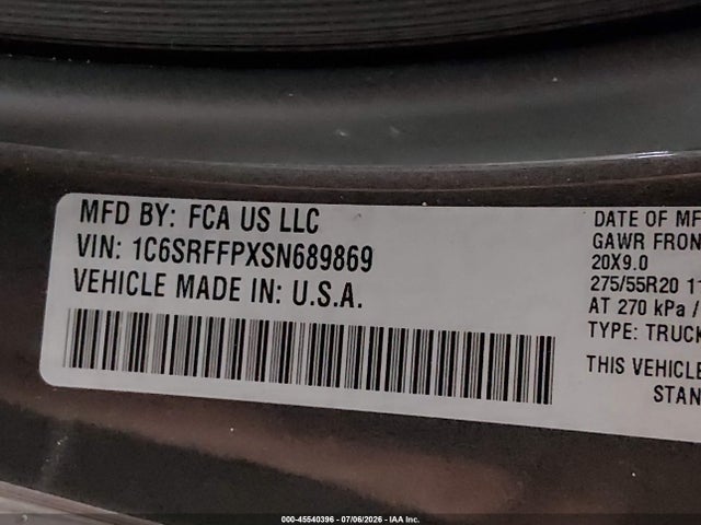 2025 Ram 1500 Big Horn  4x4 5'7 Box მანქანა იყიდება აუქციონზე, vin: 1C6SRFFPXSN689869, აუქციონის ნომერი: 45540396