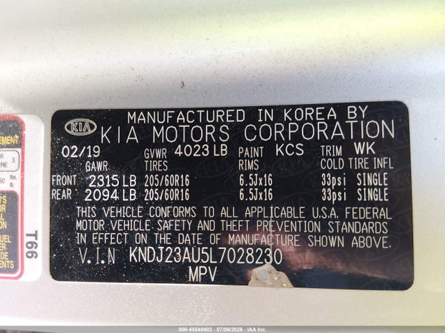 KIA SOUL S 2020 KNDJ23AU5L7028230 Image 9