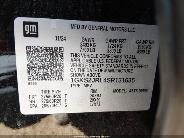 Aukcja sprzedaży 2025 Gmc Yukon Xl 4wd Denali, vin: 1GKS2JRL4SR131635, numer aukcji: 45540438