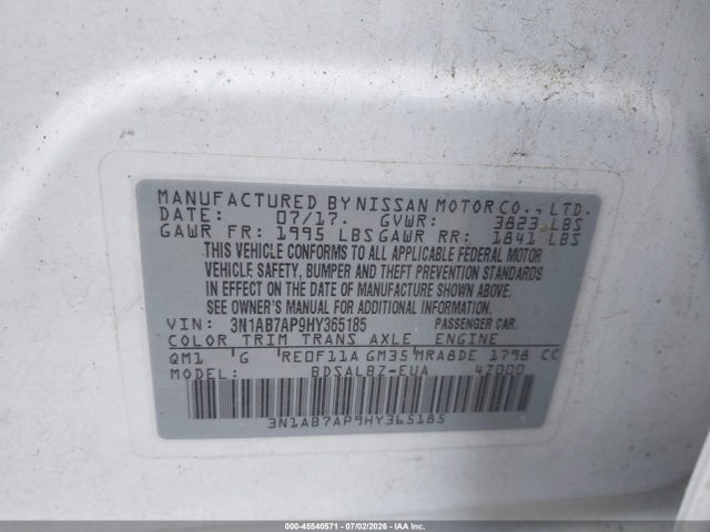 Nissan SENTRA S 2017 3N1AB7AP9HY365185 Image 9