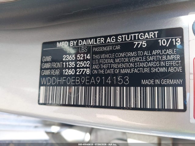 Mercedes-Benz E 250 Bluetec 2014 WDDHF0EB9EA914153 Image 9