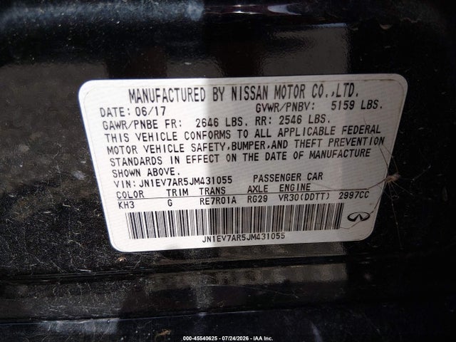 Продажа на аукционе авто 2018 Infiniti Q50 3.0t Luxe, vin: JN1EV7AR5JM431055, номер лота: 45540625