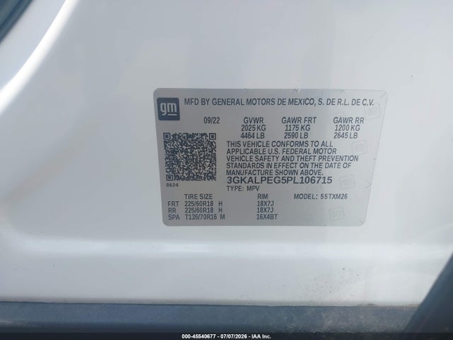 Aukcja sprzedaży 2023 Gmc Terrain Fwd Slt, vin: 3GKALPEG5PL106715, numer aukcji: 45540677