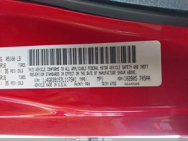 Auction sale of the 2007 Jeep Wrangler Unlimited X, vin: 1J4GB39157L117341, lot number: 45540681