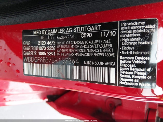 Продаж на аукціоні авто 2011 Mercedes-benz C 300 Luxury 4matic/sport 4matic, vin: WDDGF8BB7BR157264, номер лоту: 45540704