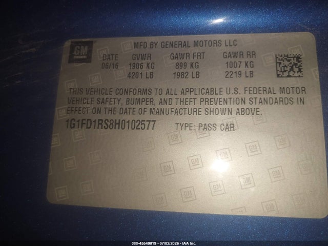 Chevrolet Camaro 2lt 2017 1G1FD1RS8H0102577 Image 9