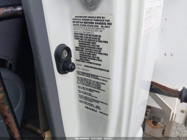 2017 Isuzu Npr Hd Gas Reg მანქანა იყიდება აუქციონზე, vin: 54DC4W1BXHS804130, აუქციონის ნომერი: 45540828