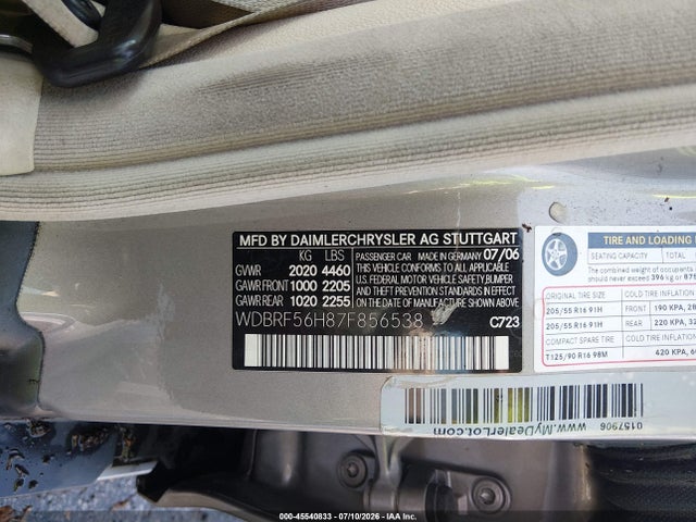 Продаж на аукціоні авто 2007 Mercedes-benz C 350 Luxury/sport, vin: WDBRF56H87F856538, номер лоту: 45540833