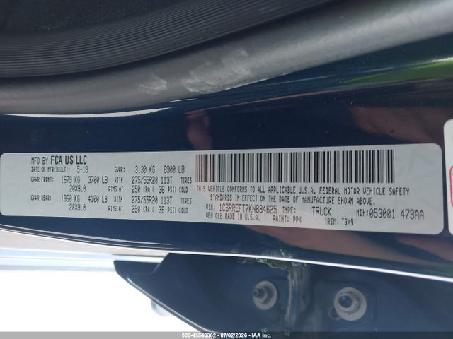 Продажа на аукционе авто 2019 Ram 1500 Big Horn/lone Star  4x2 5'7 Box, vin: 1C6RREFT7KN884625, номер лота: 45540862