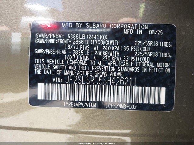 Subaru Forester Limited Hybrid 2025 JF2SLSRD5SH426211 Image 9