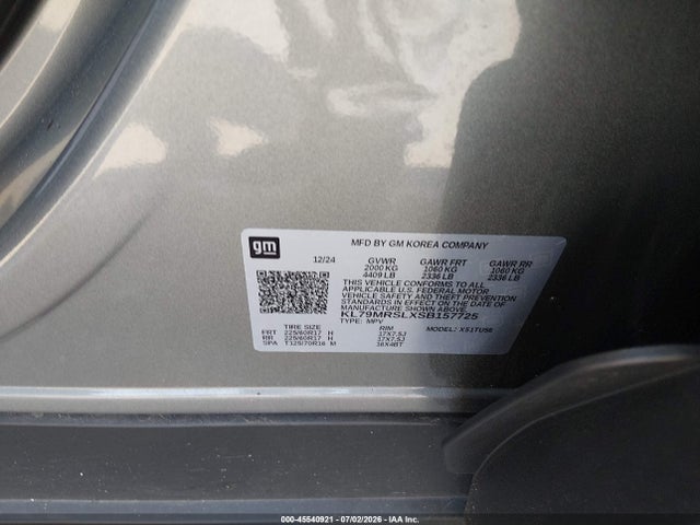 Продажа на аукционе авто 2025 Chevrolet Trailblazer Awd Lt, vin: KL79MRSLXSB157725, номер лота: 45540921