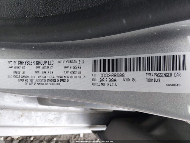 45540979 :رقم المزاد ، 1C3CCCCB4FN603309 vin ، 2015 Chrysler 200 C مزاد بيع