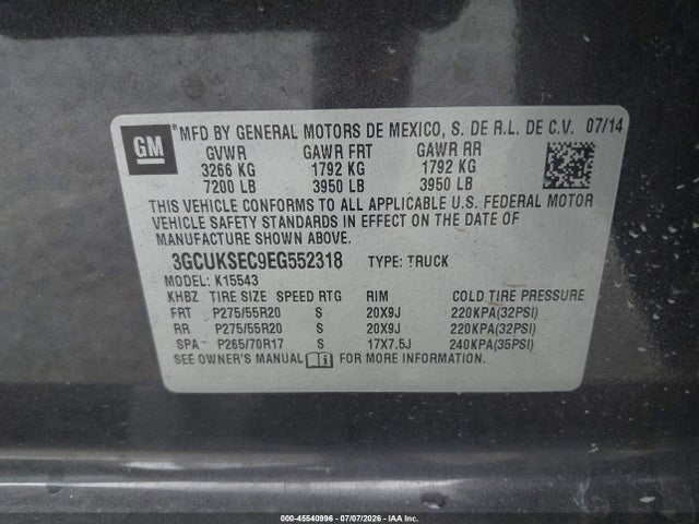 3GCUKSEC9EG552318 Chevrolet Silverado 1500 Ltz