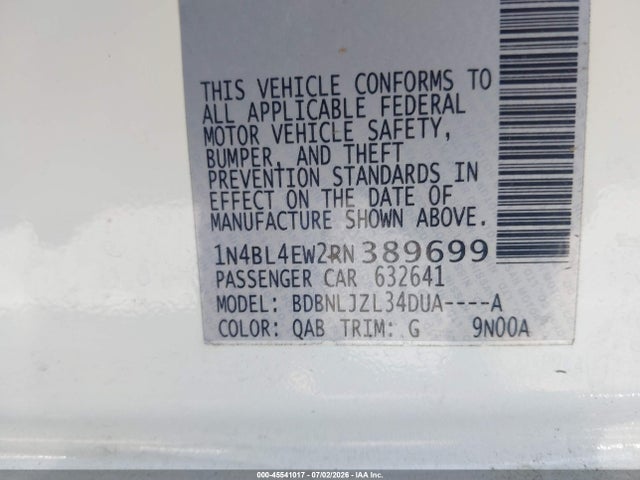 Продажа на аукционе авто 2024 Nissan Altima Sl Intelligent Awd, vin: 1N4BL4EW2RN389699, номер лота: 45541017