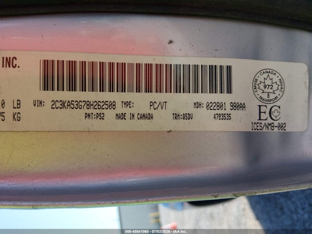 45541065 :رقم المزاد ، 2C3KA53G78H262508 vin ، 2008 Chrysler 300 Touring مزاد بيع