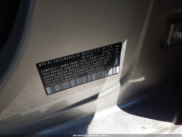Продаж на аукціоні авто 2012 Volkswagen Jetta 2.5l Se, vin: 3VWDP7AJ4CM463237, номер лоту: 45541075