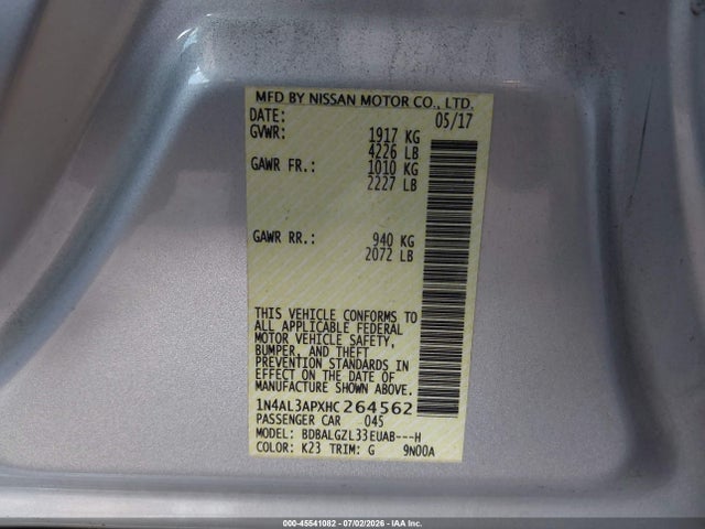 1N4AL3APXHC264562 Nissan Altima 2.5 S