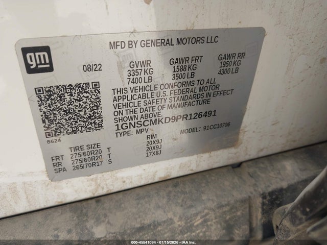 Продаж на аукціоні авто 2023 Chevrolet Tahoe 2wd Ls, vin: 1GNSCMKD9PR126491, номер лоту: 45541094