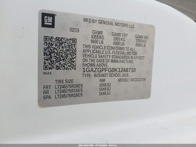 Chevrolet Express G3500 Lt 2019 1GAZGPFG0K1248710 Image 9