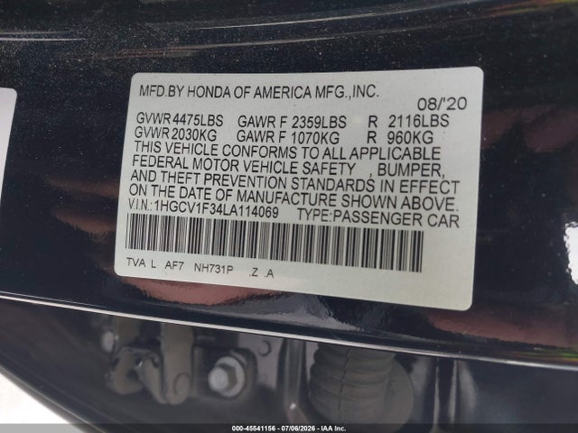 1HGCV1F34LA114069 Honda Accord Sport