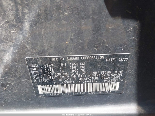 Продаж на аукціоні авто 2023 Subaru Impreza Sport, vin: 4S3GKAL64P3604982, номер лоту: 45541272