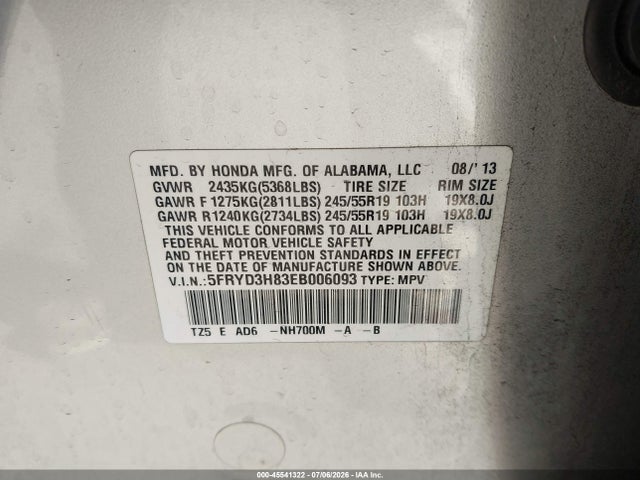 Acura Mdx Advance Pkg W/entertainment Pkg 2014 5FRYD3H83EB006093 Image 9