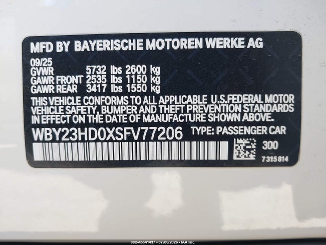 WBY23HD0XSFV77206 BMW I4 Gran Coupe Edrive40