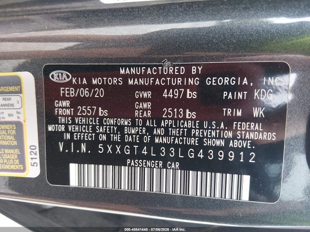 KIA Optima Lx 2020 5XXGT4L33LG439912 Image 9