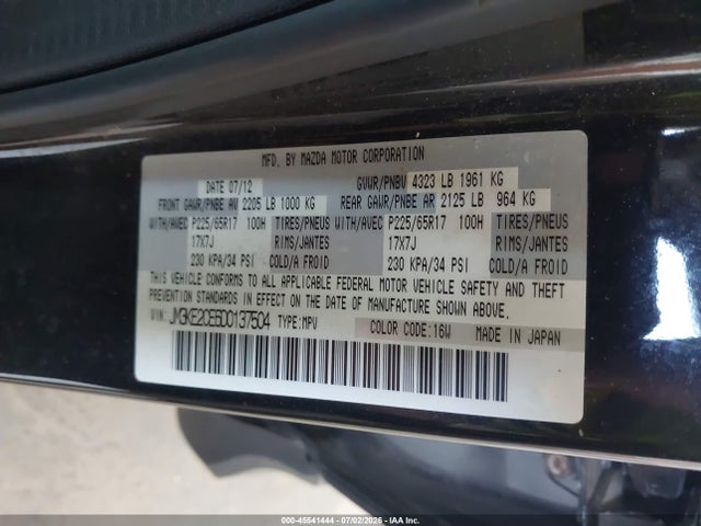 45541444 :رقم المزاد ، JM3KE2CE6D0137504 vin ، 2013 Mazda Cx-5 Touring مزاد بيع