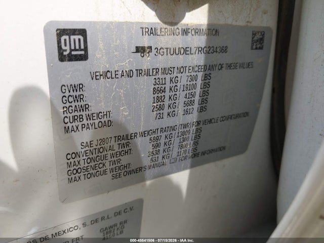 Продаж на аукціоні авто 2024 Gmc Sierra 1500 4wd  Standard Box Slt, vin: 3GTUUDEL7RG234368, номер лоту: 45541506