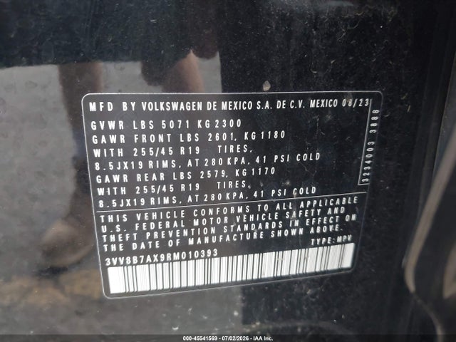 45541569 :رقم المزاد ، 3VV8B7AX9RM010393 vin ، 2024 Volkswagen Tiguan 2.0t Se R-line Black مزاد بيع