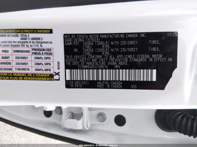 Aukcja sprzedaży 2026 Lexus Rx 350h Premium, vin: 2T2BBMCA9TC109514, numer aukcji: 45541614