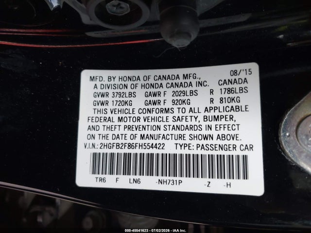 Honda CIVIC EX 2015 2HGFB2F86FH554422 Image 9