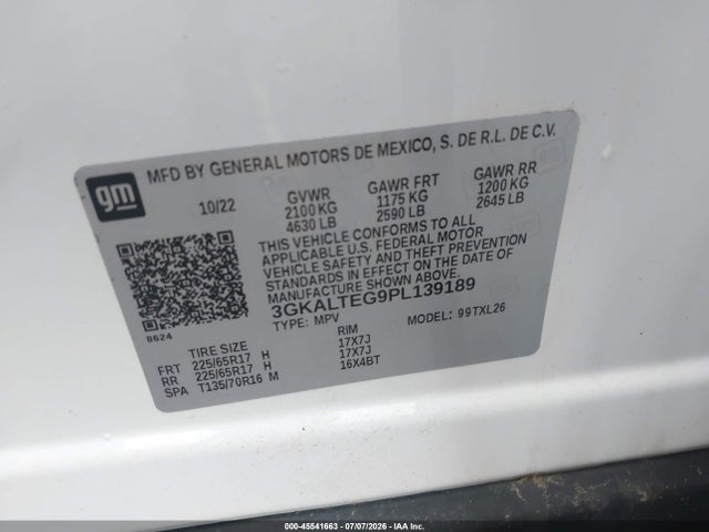 45541663 :رقم المزاد ، 3GKALTEG9PL139189 vin ، 2023 Gmc Terrain Awd Sle مزاد بيع