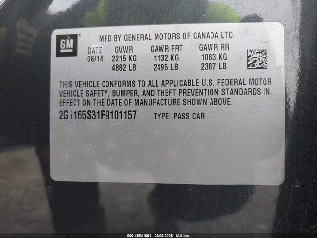 Chevrolet IMPALA 2LZ 2015 2G1165S31F9101157 Image 9