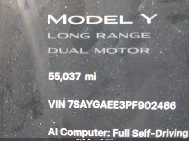 Продажа на аукционе авто 2023 Tesla Model Y Awd/long Range Dual Motor All-wheel Drive, vin: 7SAYGAEE3PF902486, номер лота: 45541823
