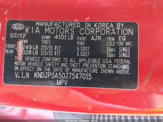 KIA SOUL + 2018 KNDJP3A50J7547015 Image 9