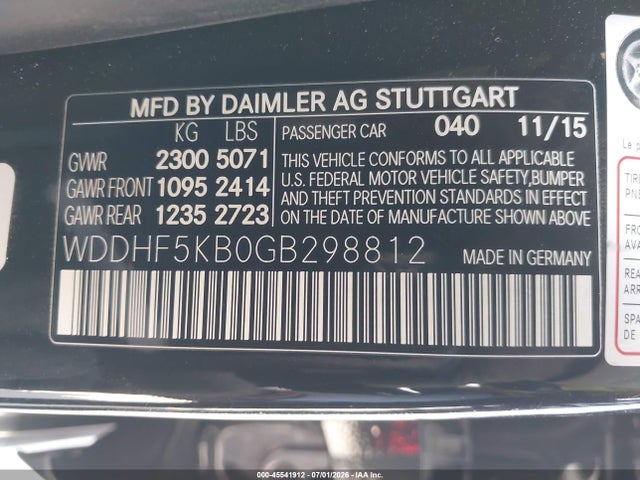 WDDHF5KB0GB298812 Mercedes-Benz E 350