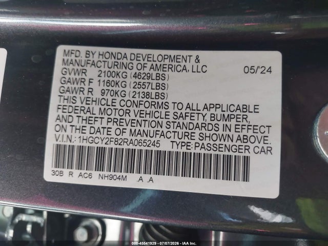 1HGCY2F82RA065245 Honda Accord Hybrid Touring