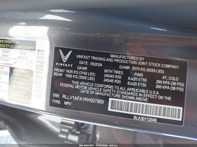 Vinfast Vf 8 Plus 2024 RLLV1AFA1RH007889 Image 9