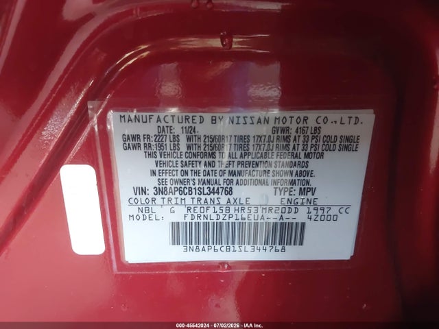 3N8AP6CB1SL344768 Nissan Kicks Sv Intelligent Awd
