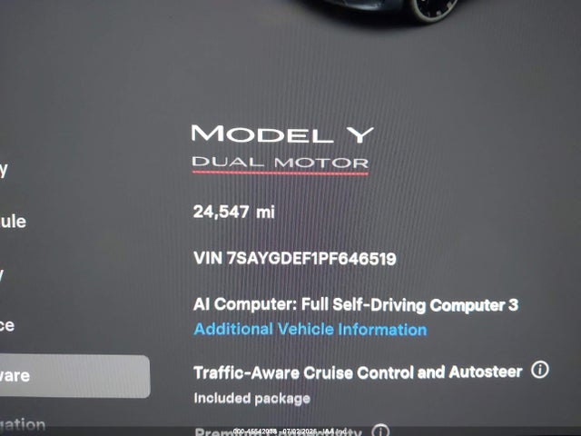 45542038 :رقم المزاد ، 7SAYGDEF1PF646519 vin ، 2023 Tesla Model Y Performance Dual Motor All-wheel Drive مزاد بيع