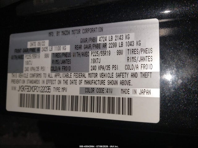 Aukcja sprzedaży 2023 Mazda Cx-5 2.5 S Premium, vin: JM3KFBDM0P0122035, numer aukcji: 45542064