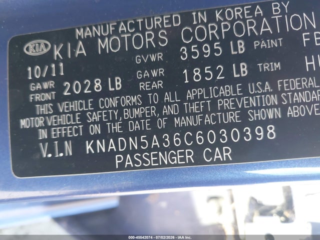 Продаж на аукціоні авто 2012 Kia Rio5 Sx, vin: KNADN5A36C6030398, номер лоту: 45542074