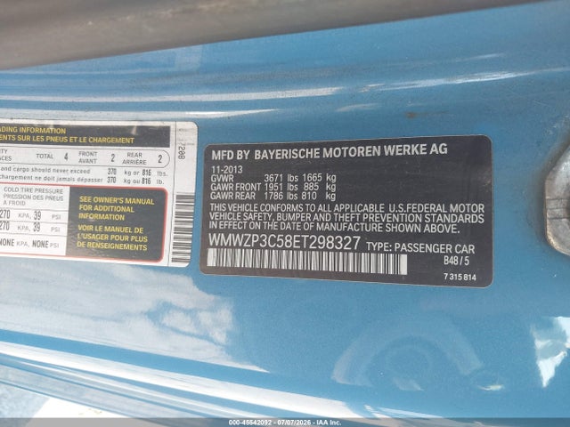Aukcja sprzedaży 2014 Mini Convertible Cooper S, vin: WMWZP3C58ET298327, numer aukcji: 45542092